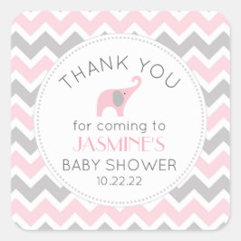 ピンク象の女の子の赤ちゃんシャワーの好意 スクエアシール