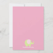 ピンク象の女の赤ちゃんの写真の発表カード 案内状 (裏面)