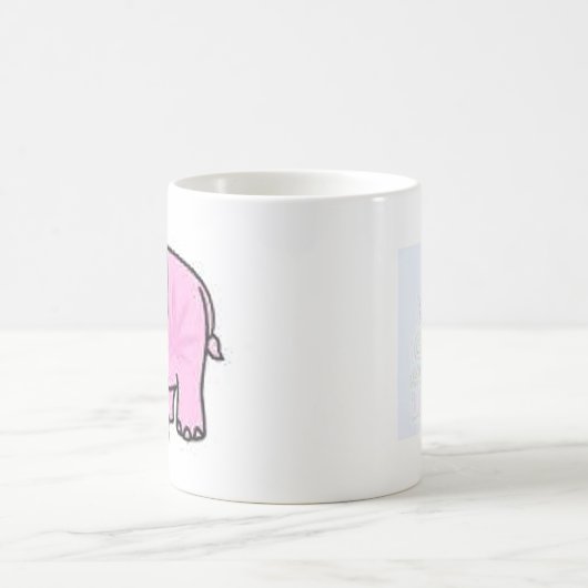 ピンク象の感熱コーヒー・マグ及びロゴ モーフィングマグカップ (中央)