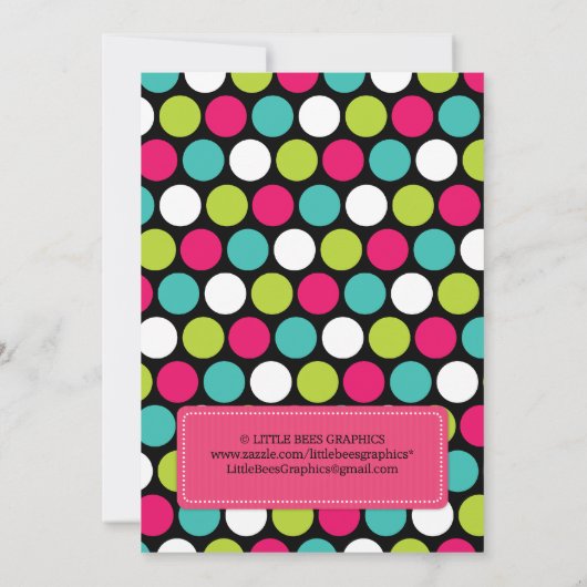 ピンク象の水玉模様のベビーシャワーの招待状 招待状 (裏面)