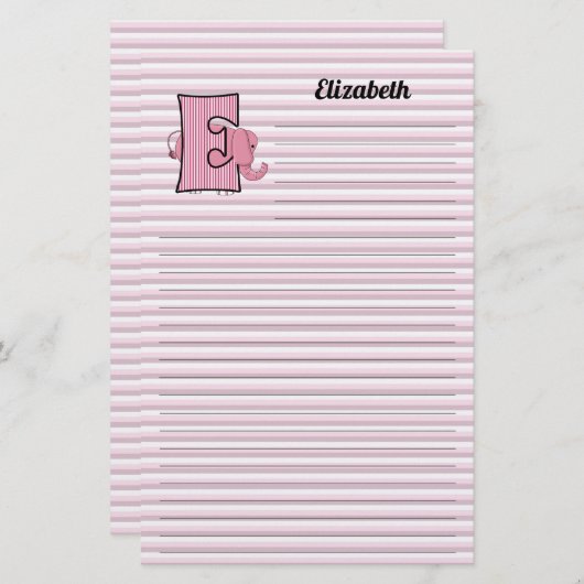 ピンク象の紋章付き手紙Eライン 便箋 (正面/裏面)