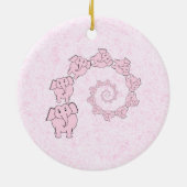 ピンク象の螺線形。 ピンクの背景 セラミックオーナメント (裏面)