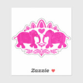 ピンク象の装飾動物 シール (シート)