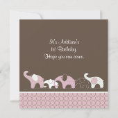 ピンク象の誕生日パーティーの招待 招待状 (裏面)