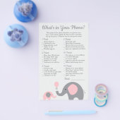 ピンク象の赤ちゃんシャワーあなたの携帯電話に何がある チラシ (シングル)