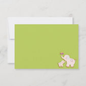 ピンク象の赤ちゃんシャワーありがとう サンキューカード (裏面)