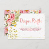 ピンク象の赤ちゃんシャワーおむつラッフルカード エンクロージャーカード (正面/裏面)