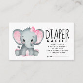ピンク象の赤ちゃんシャワーおむつラッフル エンクロージャーカード (正面)
