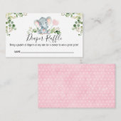 ピンク象の赤ちゃんシャワーおむつラッフル エンクロージャーカード (正面/裏面)