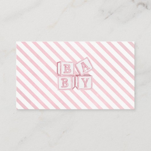 ピンク象の赤ちゃんシャワーおむつラッフル エンクロージャーカード (裏面)