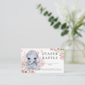 ピンク象の赤ちゃんシャワーおむつラッフル エンクロージャーカード (スタンド正面)