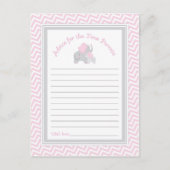ピンク象の赤ちゃんシャワーアドバイス新父母 アドバイスカード (正面)