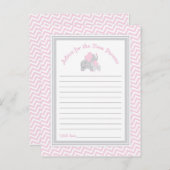 ピンク象の赤ちゃんシャワーアドバイス新父母 アドバイスカード (正面/裏面)