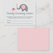 ピンク象の赤ちゃんシャワーキャンディ推測ゲーム 名刺 (正面/裏面)