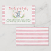 ピンク象の赤ちゃんシャワーブックリクエストの挿入 エンクロージャーカード (正面/裏面)