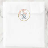 ピンク象の赤ちゃんシャワー好意ステッカーラベル ラウンドシール (バッグ)