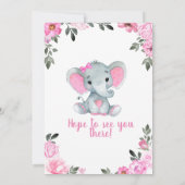 ピンク象の赤ちゃんシャワー招待状、素朴なインビ 招待状 (裏面)