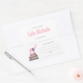 ピンク象の赤ちゃんシャワー蔵書票女の子 スクエアシール (封筒)