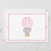 ピンク象の赤ちゃんシャワー サンキューカード (裏面)