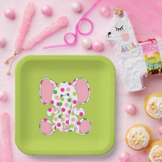 ピンク象の赤ちゃんシャワー ペーパープレート (パーティー)