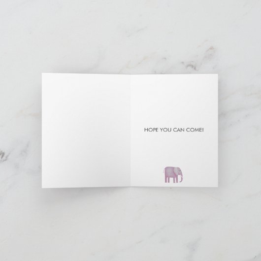 ピンク象の赤ちゃんシャワー 招待状 (内部)