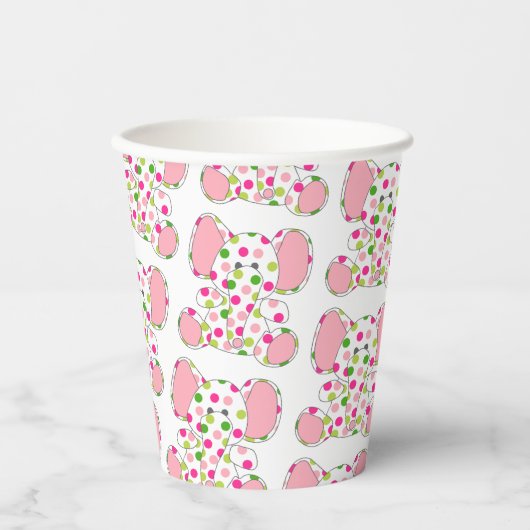 ピンク象の赤ちゃんシャワー 紙コップ (正面)