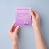 ピンク象の赤ちゃん女の子シャワー予測ゲーム チラシ (手)