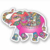 ピンク象の輪郭シール シール (正面)