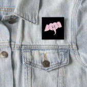 ピンク象の顔。 漫画 缶バッジ (インサイチュ)