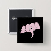 ピンク象の顔。 漫画 缶バッジ (正面&裏面)