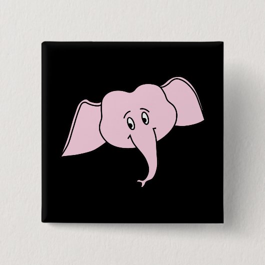 ピンク象の顔。 漫画 缶バッジ (正面)
