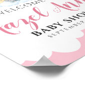 ピンク象ガールベビーシャワー歓迎サイン ポスター (角)