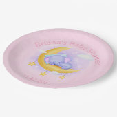 ピンク象ガールベビーシャワー ペーパープレート (アングル)