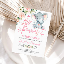 ピンク象ガールベビーシャワー 招待状