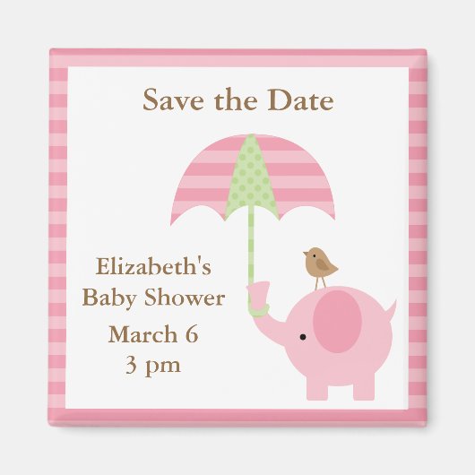 ピンク象セーブザデートマグネット マグネット (正面)