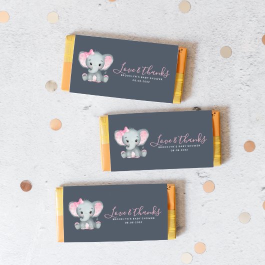 ピンク象ベビーシャワーキャンディバーラッパー