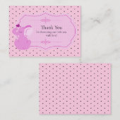 ピンク象ベビーシャワーサンキューカード ノートカード (正面/裏面)