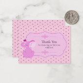 ピンク象ベビーシャワーサンキューカード ノートカード (正面/裏面インサイチュ)