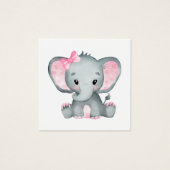 ピンク象ベビーシャワーレジストリQRコードカード (正面)