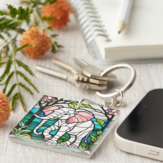 ピンク象 キーホルダー (正面右)