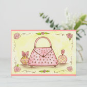 ピンク財布誕生日シャワーパーティの招待状 招待状 (スタンド正面)