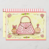 ピンク財布誕生日シャワーパーティの招待状 招待状 (正面/裏面)