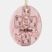 ピンク賛美この子キリスト教クロスオーナメント セラミックオーナメント (右)