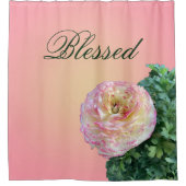 ピンク賛美のフローラ シャワーカーテン (正面)