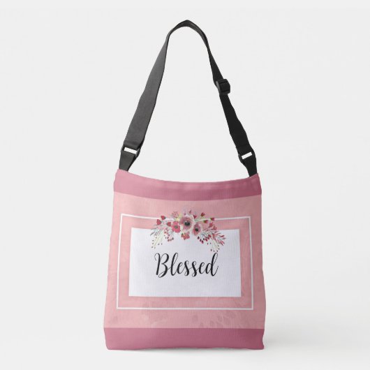 ピンク賛美フローラ国ピンクと白 クロスボディバッグ (正面)