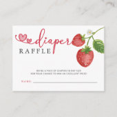 ピンク赤いちご赤ちゃんシャワーおむつラッフル エンクロージャーカード (正面)