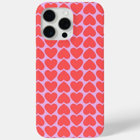 ピンク赤いハートグリッドY2Kパターン Case-Mate iPhoneケース (裏面)