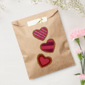 ピンク赤いハートシュガークッキー愛バレンタインデー フェイバーバッグ (封をした状態)