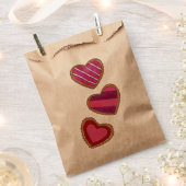 ピンク赤いハートシュガークッキー愛バレンタインデー フェイバーバッグ (クリップ留めされた状態)