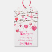 ピンク赤いハートスウィートアート誕生日 ギフトタグ (正面)